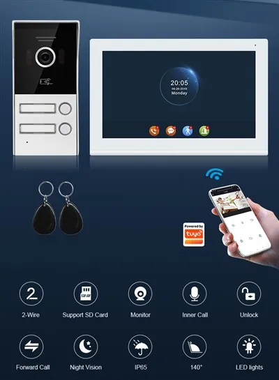 Sistem Loceng Pintu Kelihatan 2 Butang Untuk Vila